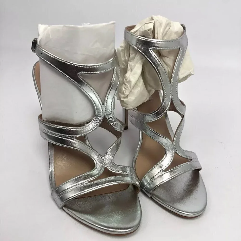 Steve Madden Womens Sidney Dress Sandals Silver Leather 8.5M